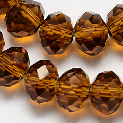 Transparent Glass Beads Strands, Faceted, Rondelle, Dark Goldenrod, 4x3mm, Hole: 1mm, about 140~145pcs/strand, 17inch