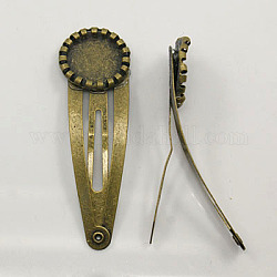 Fornituras pinza de pelo de hierro, accesorios para el cabello que hacen, sin níquel, Bronce antiguo, 51x16x3mm, Bandeja: 12 mm