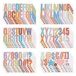 Pegatinas decorativas impermeables con letras de vinilo de colores, Calcomanías autoadhesivas del alfabeto para manualidades., Letra A ~ Z, 135x255x0.1mm, 6 hojas / set