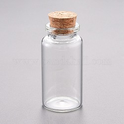 Perle de verre conteneurs, avec bouchon en liège, souhaitant bouteille, clair, 3x6 cm, capacité: 25 ml (0.84 oz liq.)