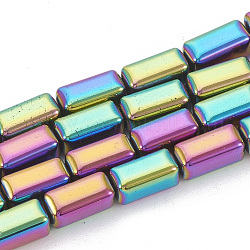Chapelets de perles en hématite synthétique sans magnétiques, cuboïde, multi-couleur plaquée, 8x4x4mm, Trou: 1mm, Environ 50 pcs/chapelet, 16.14 pouce