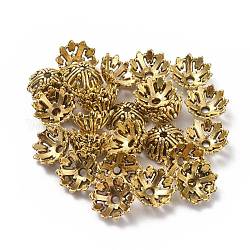 Coppette copriperla di perline stile tibetano, lega zinco, oro antico,  piombo e cadmio libero, 14x6mm, Foro: 2 mm