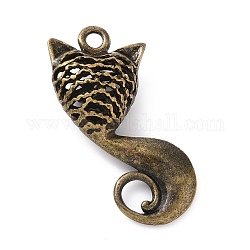 Pendente in lega, cavo, gatto, bronzo antico, 33.5x22x8.5mm, Foro: 2.5 mm
