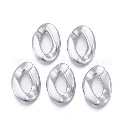 Окрашенные распылением пластиковые соединительные кольца ccb, разъемы для быстрой связи, для изготовления ювелирных цепочек, твист, серебряные, 28x20x6 мм, внутренний диаметр: 7x16 мм