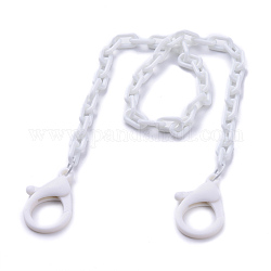 Colliers de chaîne de câble en plastique ABS personnalisés, chaînes de lunettes, chaînes de sac à main, avec fermoirs à pince en plastique, blanc, 18.11~18.5 pouce (46~47 cm)