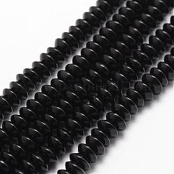 Brins de perles d'onyx noir naturel, Grade a, teints et chauffée, rondelle, 8x4mm, Trou: 1mm, Environ 95 pcs/chapelet, 15.16 pouce ~ 15.35 pouces