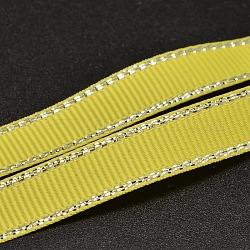 Polyester Grosgrainbänder für Geschenkverpackung, silbernes verdrahtetes Randband, golden, 3/8 Zoll (9 mm), etwa 100 yards / Rolle (91.44 m / Rolle)
