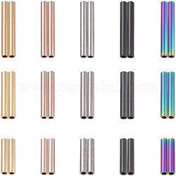 Unicraftale 304 tubo perline in acciaio inossidabile, colore misto, 15~25x3mm, Foro: 2 mm, 30pcs/scatola