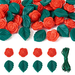 Kit de fabrication de colliers d'allaitement en fleurs de roses, bricolage pour enfants, mastication, dentition, y compris des perles focales en silicone de qualité alimentaire, Fil de nylon, couleur mixte, perles: 20~24x20~20.5x7.5~11.5 mm, 40 pcs /sachet 