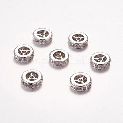 Perles de cubes zircone en laiton , rondelle, platine, 10x3mm, Trou: 1mm