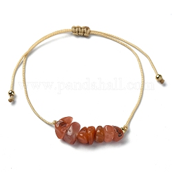 Braccialetti di perline intrecciate con scaglie di corniola naturale, Bracciale regolabile con cordini in nylon, diametro interno: 3-1/4 pollice (8.1 cm)