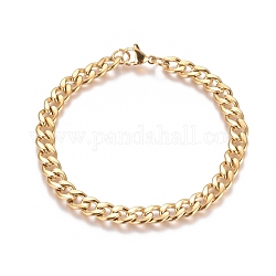 Unisex 304 acero inoxidable cadena / pulseras de cadena trenzada, con cierre de langosta, dorado, 8-1/2 pulgada (21.5 cm)