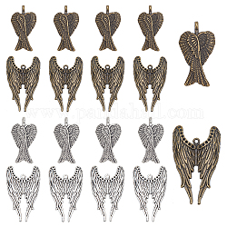 Pandahall 40 pièces 2 couleurs ailes d'ange charme bronze antique et alliage antique argent ailes charme pendentif pour boucle d'oreille bracelet pendentifs collier bijoux bricolage artisanat fabrication