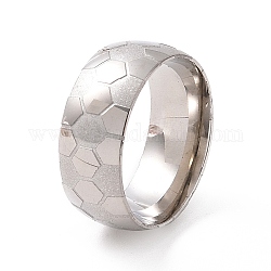 201 anillo de dedo de acero inoxidable con patrón hexagonal para mujer., color acero inoxidable, diámetro interior: 17 mm