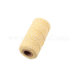 Хлопчатобумажные нитки в двухцветную полоску, декоративные нитки, для поделок ремесел, упаковка подарков и изготовление ювелирных изделий, бледно золотарник, 1.5 мм, около 100 м / рулон