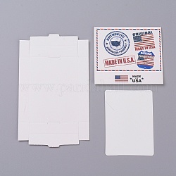 Kraftpapierboxen und Schmuckkarten für Halsketten, Verpackungsschachteln, mit Fahnenmuster, weiß, Faltschachtelgröße: 7.3x5.4x1.2cm, Grafikkarte: 7x5x0.05 cm