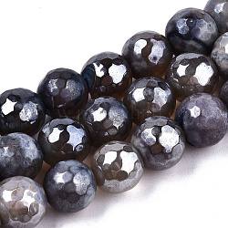 Galvanoplastie perles en agate naturelle brins, teinte, facette, perle plaquée lustre, ronde, colorées, 10.5mm, Trou: 1.2mm, Environ 36~37 pcs/chapelet, 14.37 pouce ~ 14.57 pouces (36.5 cm ~ 37 cm)