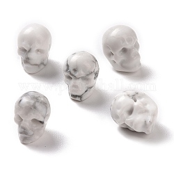 Perles d'howlite naturelle, Halloween crâne, 11~11.5x8.5~9x11~11.5mm, Trou: 0.9~1mm