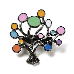 Fortune Tree Enamel Pins, Black Alloy Brooches for Backpack Clothes, Colorful, 25x25x1.5mm