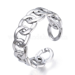 304 anello del polsino aperto a forma di catena di barbazzali in acciaio inossidabile, anello cavo per le donne, colore acciaio inossidabile, misura degli stati uniti 7 1/4 (17.5mm)
