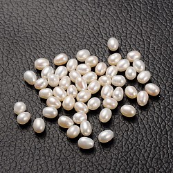 Culture des perles perles d'eau douce naturelles, demi trou foré, AA grade, larme, blanc, environ 4~5 mm de diamètre, Trou: 0.9mm