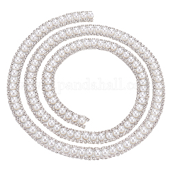 Nbeads zweireihige Kristallglaskette aus Legierung, mit abs Nachahmung Perlen, Kristall, 914x11.5x6 mm, 1 Yard/Karton