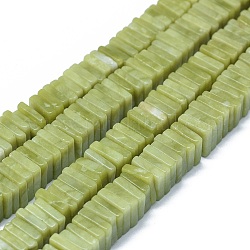 Hilos de jade xinyi natural / cuentas de jade del sur chino, cuentas cuadradas de heishi, 9~10.5x9~11x2~7mm, agujero: 1.2 mm, aproximamente 114~121 pcs / cadena, 15.5~15.9 pulgada (39.5~40.5 cm)