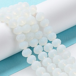 Fili di perle di vetro tinta unita imitazione giada, sfaccettato, smerigliato, rondelle, ciano chiaro, 3mm, Foro: 1 mm