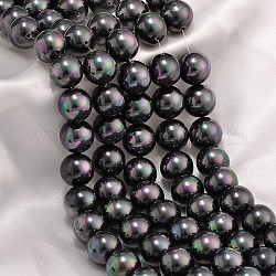 Shell Pearl Beads Strands, Grade A, Polished, Round, Colorful, 10mm, Hole: 0.8~1.0mm, about 38pcs/strand