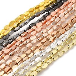 Electroplate Glass Beads Strands, Full Plated, Faceted Oval, Mixed Color, 6x4.5x3mm, Hole: 1mm, about 50pcs/strand, 13.39 inch(34cm)