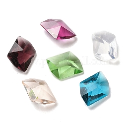 Cabujones de cristal con rhinestone, facetados, polígono, color mezclado, 12x9x6mm