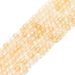 Chapelets de perles de citrine naturelle, facette, cube, 2x2x2mm, Trou: 0.6mm, Environ 182 pcs/chapelet, 15.16''~15.55'' (38.5~39.5 cm)