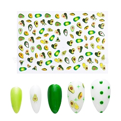 Pegatinas de uñas, autoadhesivo, para decoraciones con puntas de uñas, patrón de aguacate, colorido, 9.5x6.5 cm