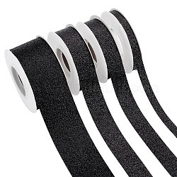 Pandahall Elite 4 rollo 4 estilos cintas de poliéster brillantes, cinta de brillo, Accesorios de la ropa, negro, 3/8 pulgada (10 mm), alrededor de 10.00 yarda (9.14 m) / rollo, 1 rollo / estilo
