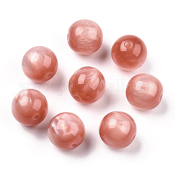 Perles en résine, pierre d'imitation, ronde, saumon noir, 19.5~20mm, Trou: 2.5mm