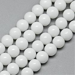 Filo di perline in vetro, tondo, bianco, 4mm, Foro: 0.5 mm, circa 84pcs/filo, 13 pollice