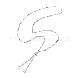 Fabricación de collares de cadena de eslabones de barra de latón, collares deslizantes, apto para encantos de conector, Platino, 23-5/8 pulgada (60 cm), agujero: 3.5 mm