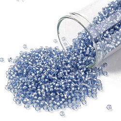 Toho perline rotonde, perline giapponesi, (33f) zaffiro light frost con rivestimento in argento, 11/0, 2.2mm, Foro: 0.8 mm, circa 50000pcs/libbra