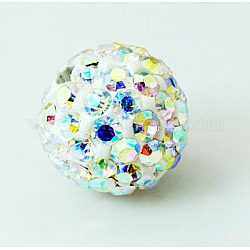 Perles de strass en argile polymère, Perles de boule pavé disco , Grade a, la moitié foré, ronde, cristal ab, pp9 (1.5mm), 1.6mm, Trou: 6mm