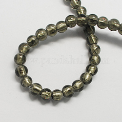 Perles en verre d'argent feuille manuelles, ronde, grises , 7.5~8.5mm, Trou: 1mm