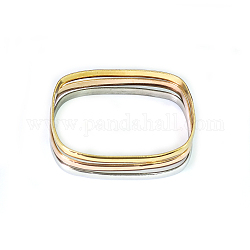 Placcatura sottovuoto quadrata semplice moda donna 3 pz 304 braccialetti impilabili in acciaio inossidabile, colore misto, diametro interno: 2-1/8x2-3/4 pollice (5.5x7 cm) -1/8 pollici (5.5 cm)