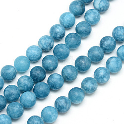 Fili di perline giada bianco naturale, tinto, smerigliato, tondo, Blue Steel, 10~11mm, Foro: 1.5 mm, circa 38~39pcs/filo, 14.9 pollice