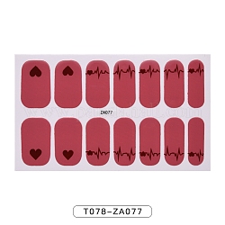 Наклейки с лаком для ногтей с цветочным принтом и леопардовым принтом, самоклеящиеся полоски для ногтей с блестками, с бесплатными буферными файлами для маникюра, Индийская красная, 25x8.5~15 мм, 14шт / лист