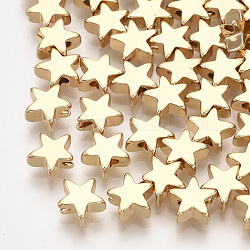 Perles en laiton, étoiles du nord, véritable 18k plaqué or, 8x8x3mm, Trou: 1.2mm