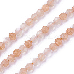 Natürliche sunstone Perlen Stränge, facettiert, Runde, 3~3.5 mm, Bohrung: 0.5 mm, ca. 115~130 Stk. / Strang, 14.5~16.1 Zoll (37~41 cm)