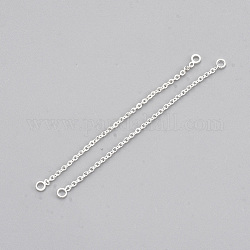 Connettori per maglie di catena in ottone, colore argento placcato, 55x1x1mm, Foro: 1.6 mm