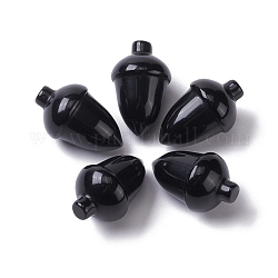 Natürliche schwarze Obsidian Perlen, kein Loch / ungekratzt, für Draht umwickelt Anhänger Herstellung, Haselnuss, 27.5~30x18~19.5 mm