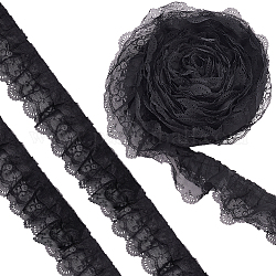 Benecreat 10 yarda 3 capas plisado flor de gasa ribete de encaje, cinta de poliéster para hacer joyas, Accesorios de la ropa, negro, 2-1/2 pulgada (65 mm)