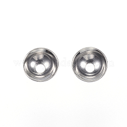 201 Stainless Steel Bead Caps, Round, Stainless Steel Color, 5x2mm, Hole: 1mm