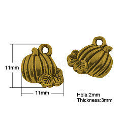 Tibetan Style Pendants,  Lead Free, Pumpkin, Antique Golden, 11x11x3mm, Hole: 2mm